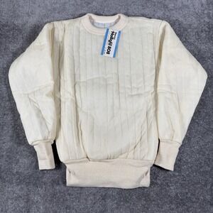 VTG Hollofil 808 Thermal Shirt Men's Medium Ivory Quilted Crew Neck Base Layer